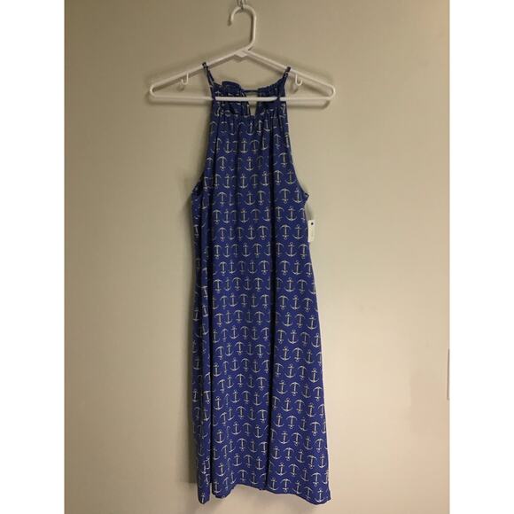 Women's J.McLaughlin Blue Anchor Patterned Dress‎ Size Small - Picture 1 of 7